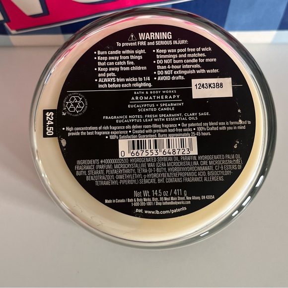 New Aromatherapy Stress Relief Eucalyptus + Spearmint bath and body works candle - Picture 4 of 4